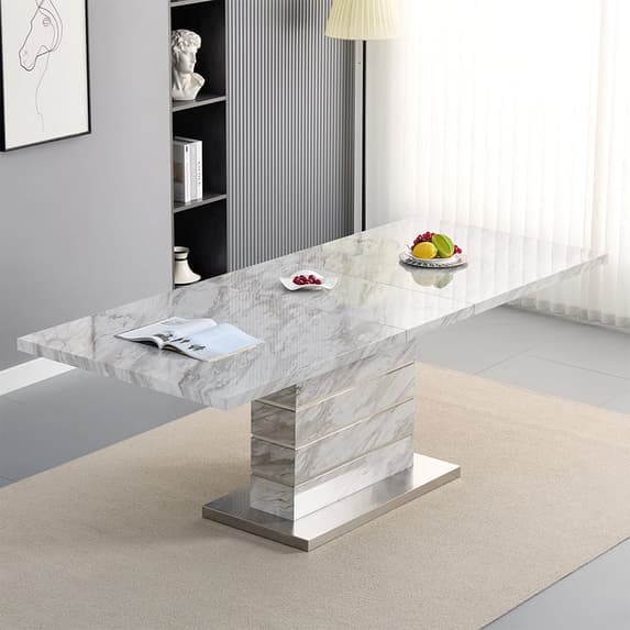 Parker Large Extending Dining Table In Magnesia Marble Effect