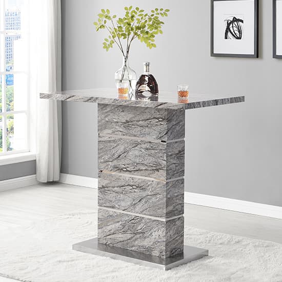 Parker Melange Marble Effect Bar Table 4 Canyon White Stools