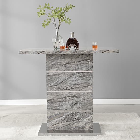 Parker Melange Marble Effect Bar Table 4 Canyon White Stools