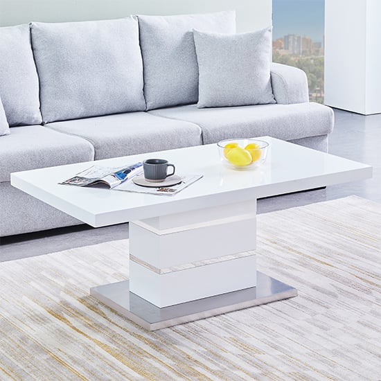 Parker Rectangular High Gloss Coffee Table In White