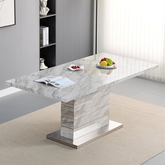 Parker Small Extending Dining Table In Magnesia Marble Effect