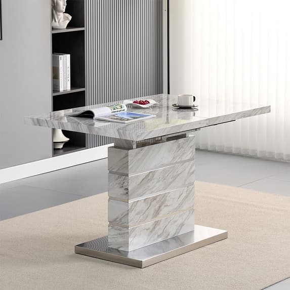 Parker Small Extending Dining Table In Magnesia Marble Effect