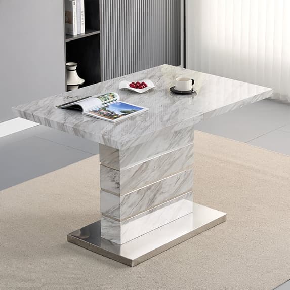 Parker Small Extending Dining Table In Magnesia Marble Effect