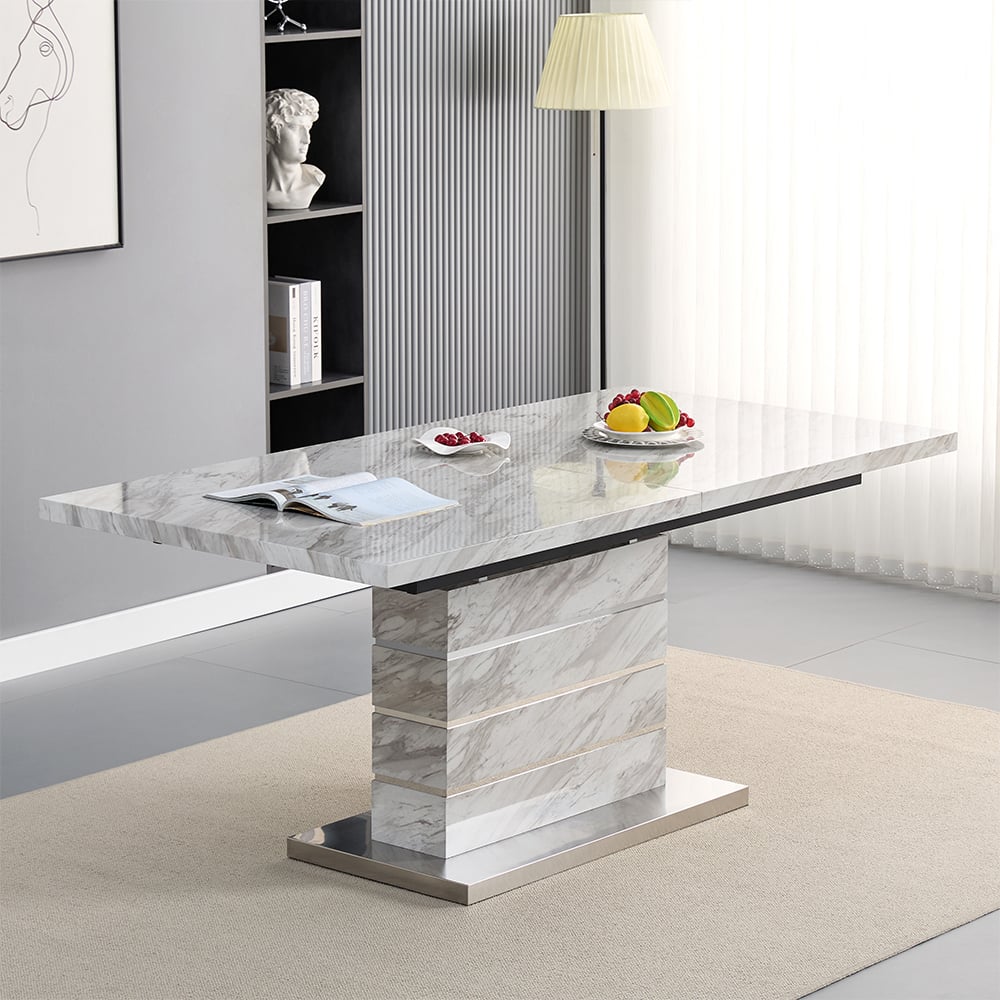 Parker Small Extending Dining Table In Magnesia Marble Effect