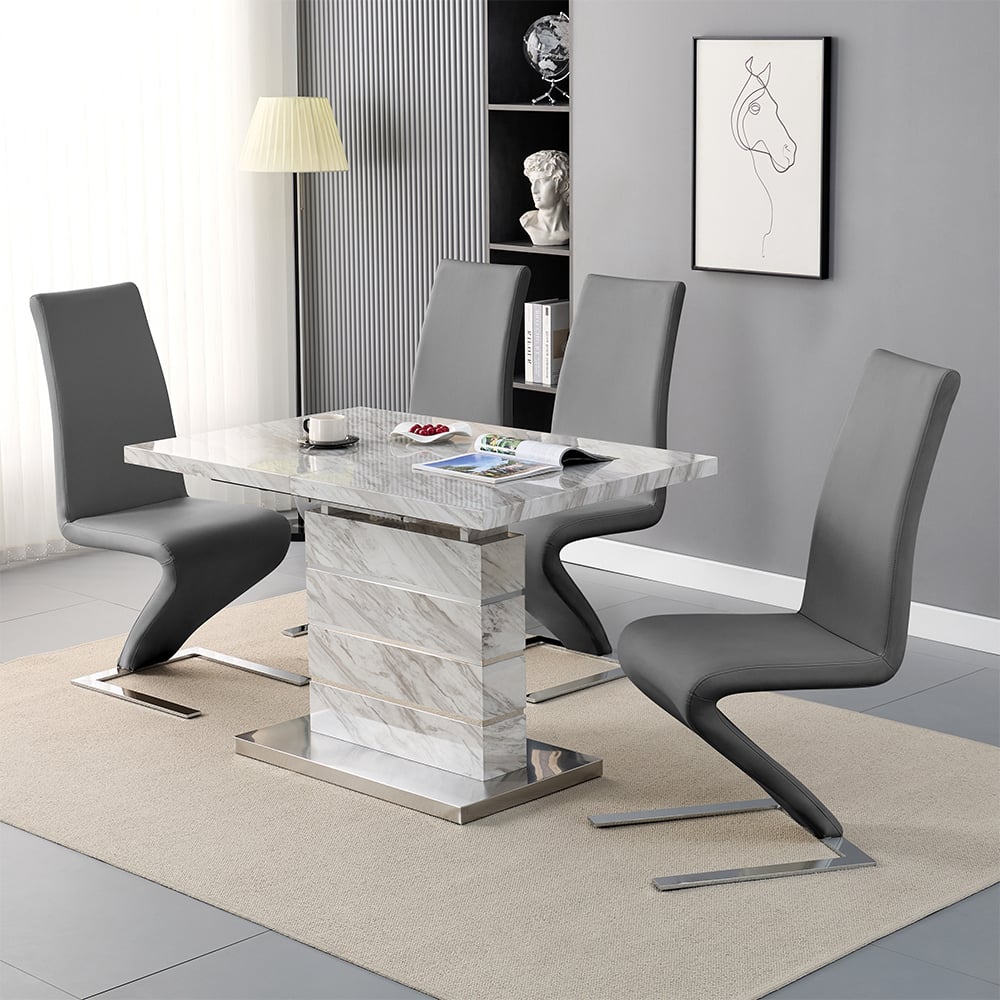 Parker Small Extending Magnesia Dining Table 4 Destin Grey Chairs