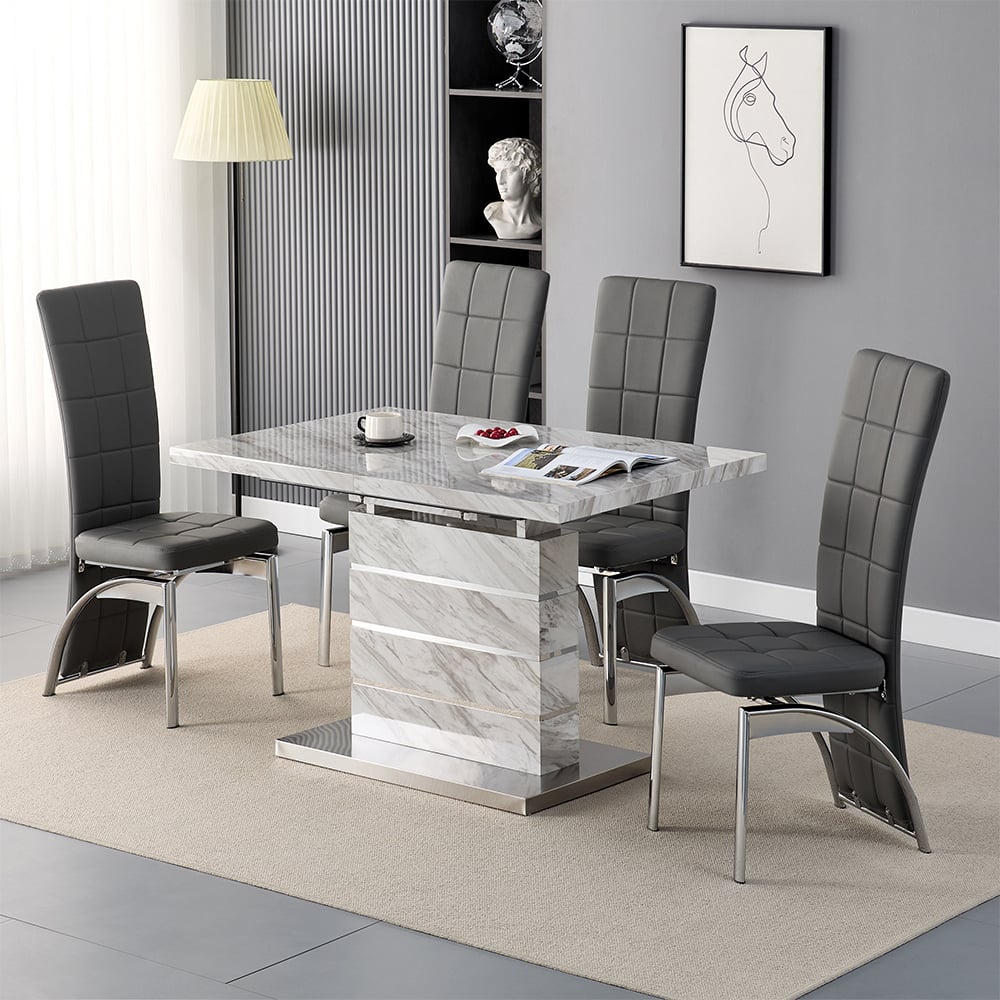 Parker Small Extending Magnesia Dining Table 4 Riverton Grey Chairs