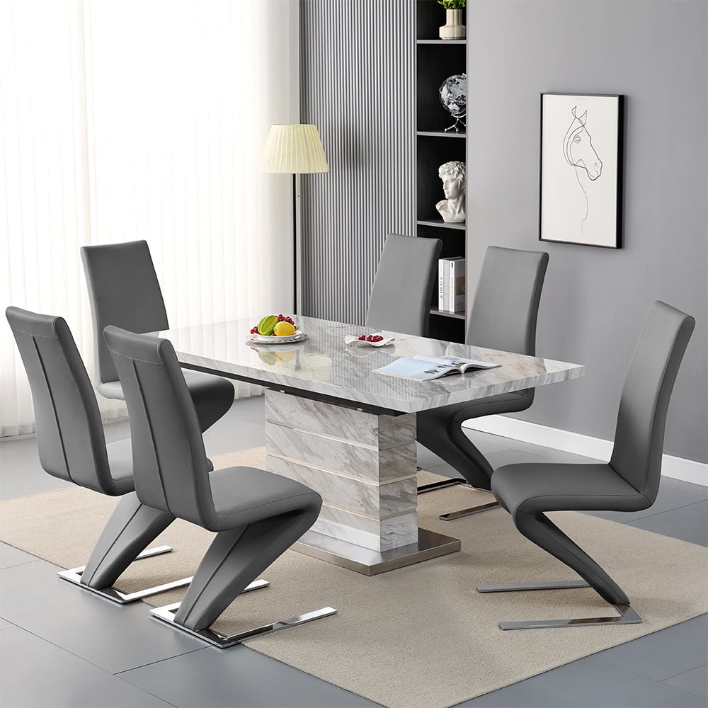 Parker Small Extending Magnesia Dining Table 6 Destin Grey Chairs