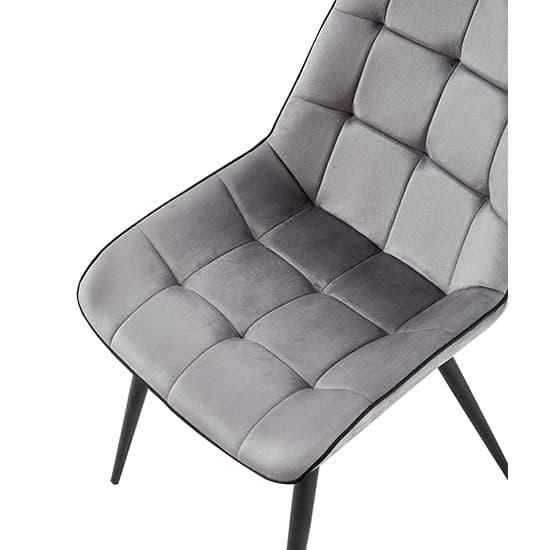 Petaluma Fabric Dining Chair In Grey With Black Legs