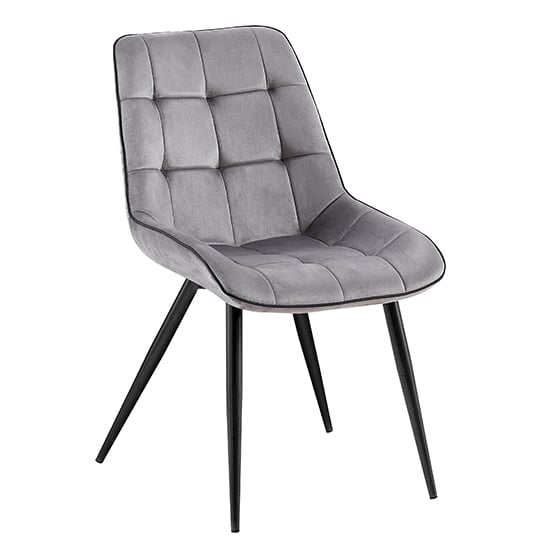 Petaluma Fabric Dining Chair In Grey With Black Legs