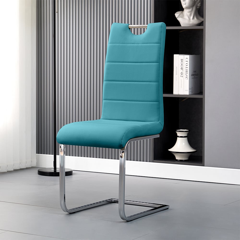 Peterburg Faux Leather Dining Chair In Teal