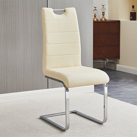 Petersburg Faux Leather Dining Chair In Cream