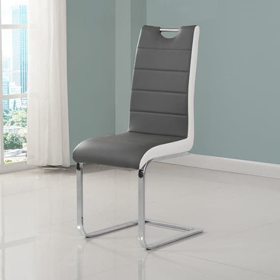 Petersburg Faux Leather Dining Chair In Grey And White