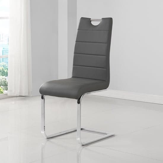 Petersburg Faux Leather Dining Chair In Grey