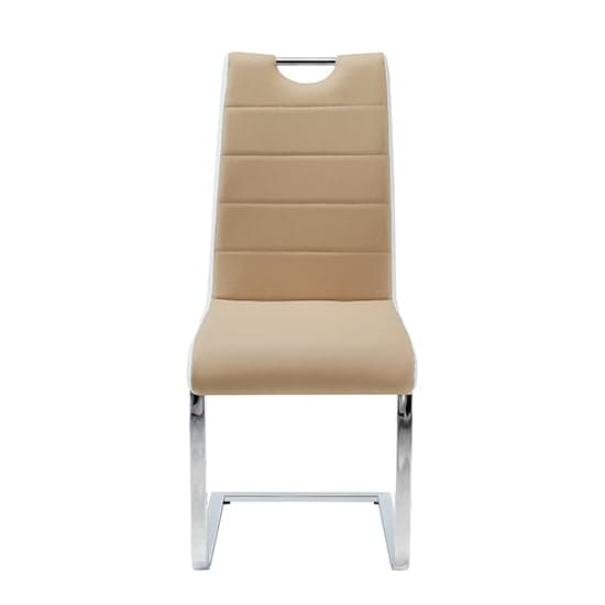 Petersburg Faux Leather Dining Chair In Taupe And White