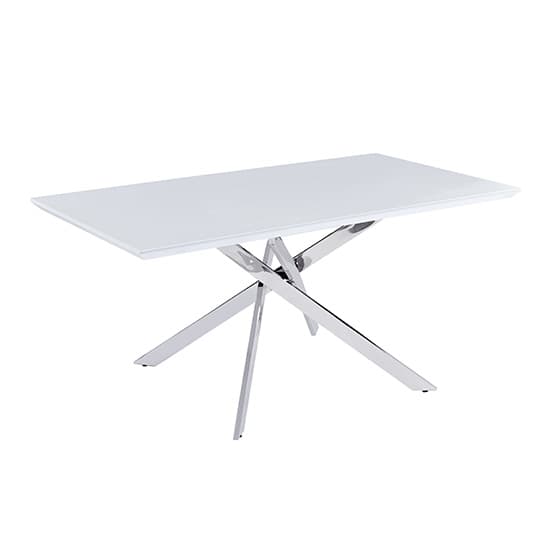 Petersburg Large Glass Top High Gloss Dining Table In White