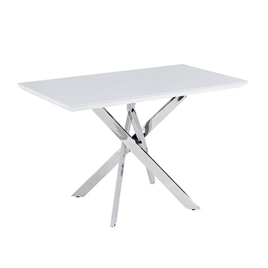 Petersburg Small Glass Top High Gloss Dining Table In White