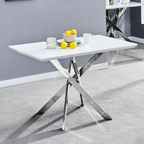 Petersburg Small White Glass Dining Table 4 Petersburg Grey White Chairs