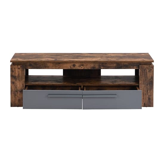 Portal Wooden TV Stand With 2 Drawers In Rustic Oak