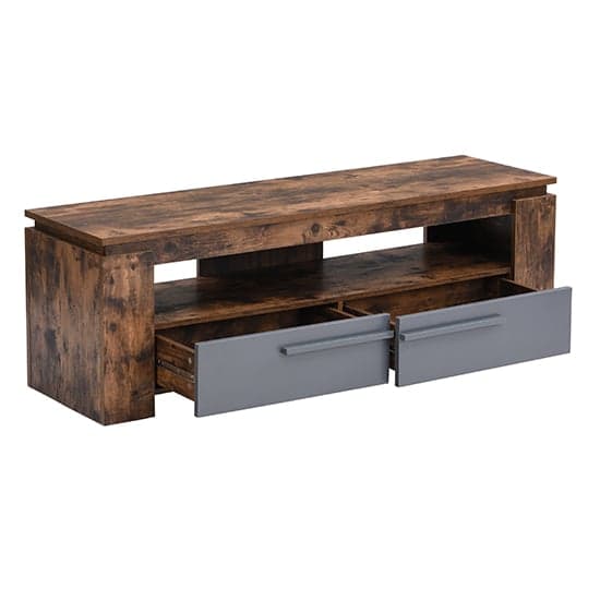 Portal Wooden TV Stand With 2 Drawers In Rustic Oak