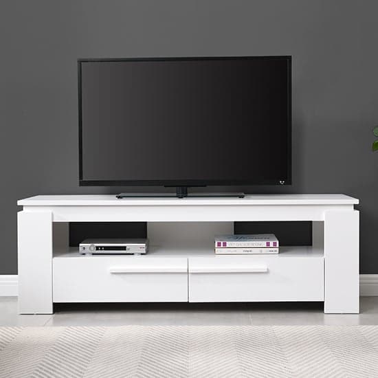 Portal Wooden TV Stand With 2 Drawers In White