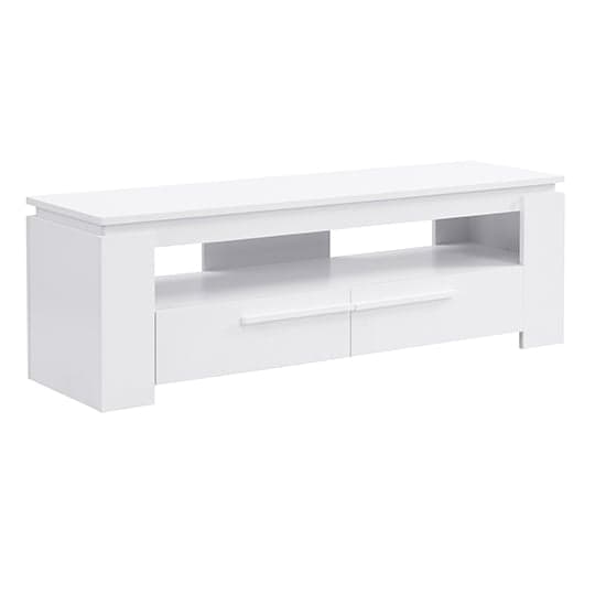 Portal Wooden TV Stand With 2 Drawers In White