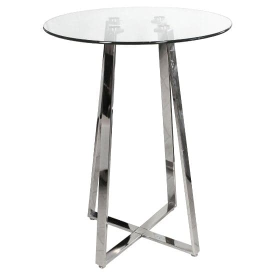 Portsmouth Round Clear Glass Bar Table With Chrome Base