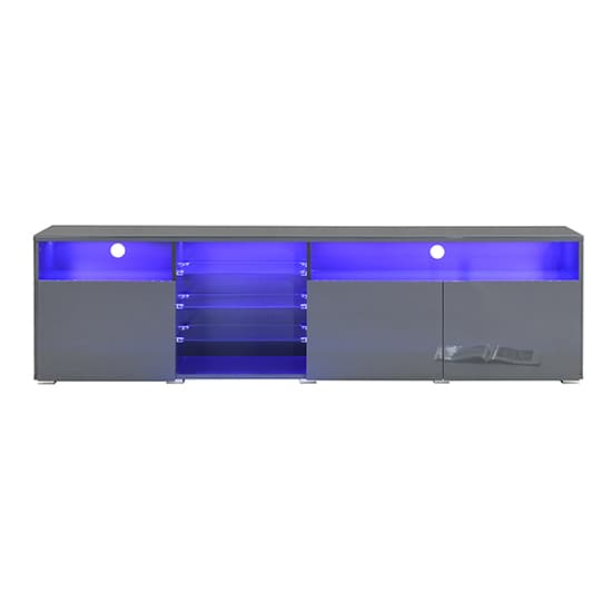 Princeton High Gloss TV Stand Sideboard In Grey With LED Lights