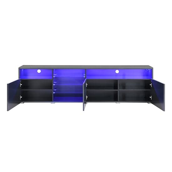 Princeton High Gloss TV Stand Sideboard In Grey With LED Lights