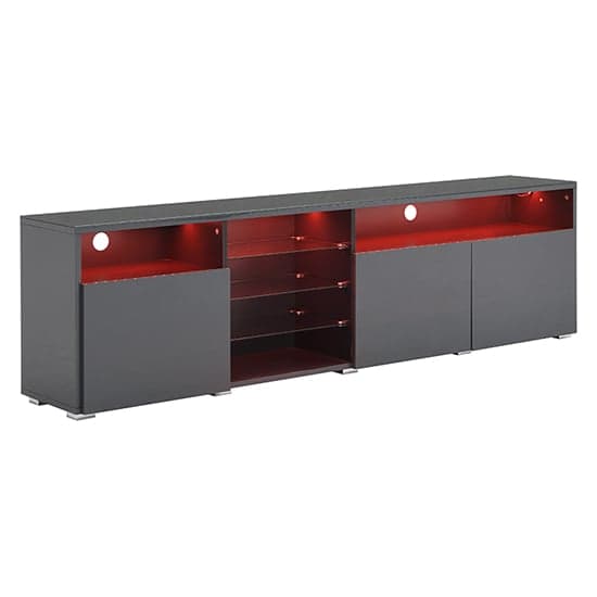 Princeton High Gloss TV Stand Sideboard In Grey With LED Lights