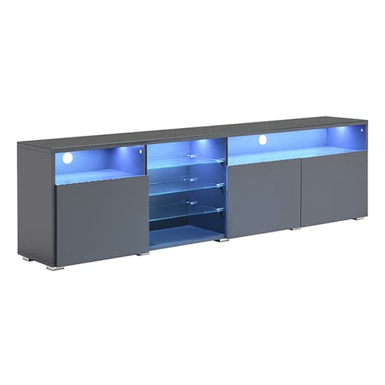 Princeton High Gloss TV Stand Sideboard In Grey With LED Lights