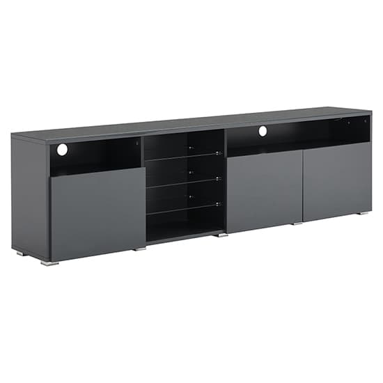 Princeton High Gloss TV Stand Sideboard In Grey With LED Lights