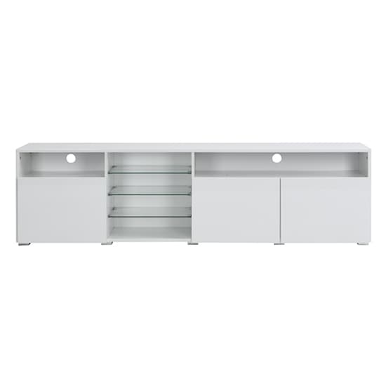 Princeton High Gloss TV Stand Sideboard In White With LED Lights