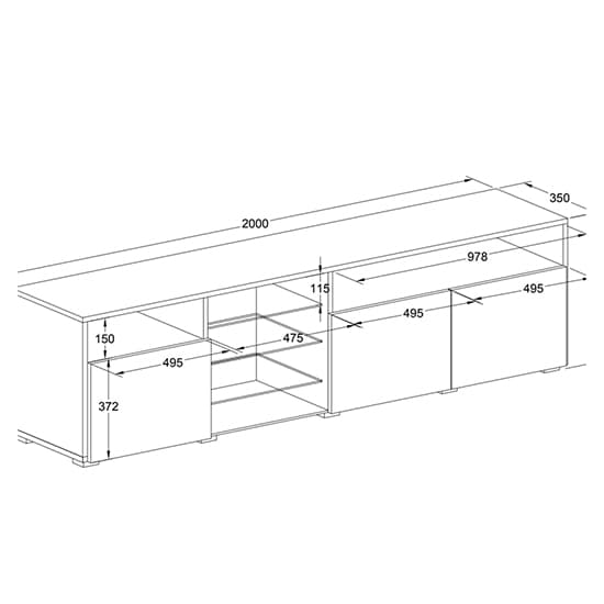 Princeton High Gloss TV Stand Sideboard In White With LED Lights