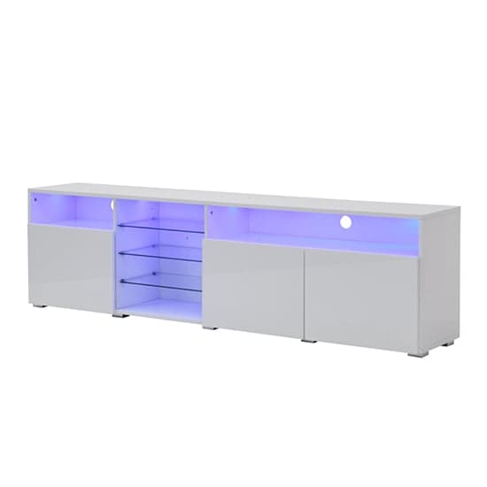 Princeton High Gloss TV Stand Sideboard In White With LED Lights