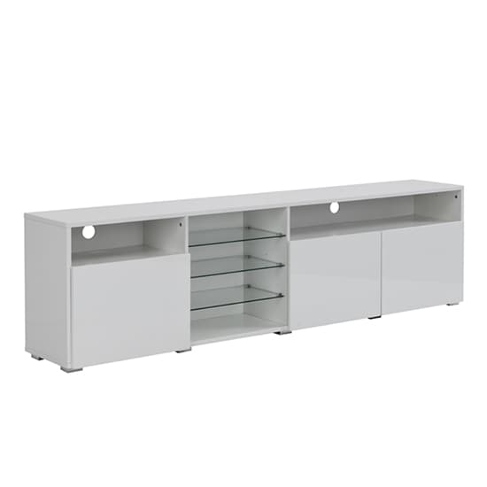 Princeton High Gloss TV Stand Sideboard In White With LED Lights