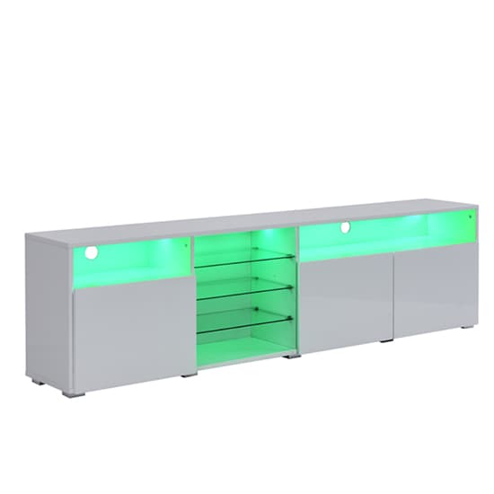 Princeton High Gloss TV Stand Sideboard In White With LED Lights