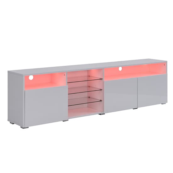 Princeton High Gloss TV Stand Sideboard In White With LED Lights