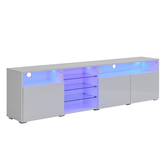 Princeton High Gloss TV Stand Sideboard In White With LED Lights