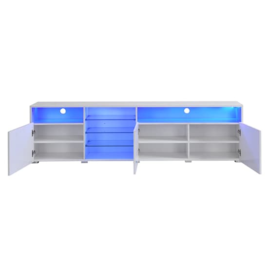 Princeton High Gloss TV Stand Sideboard In White With LED Lights