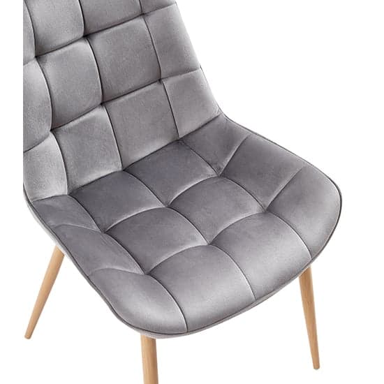 Prism Fabric Dining Chair In Grey With Oak Legs