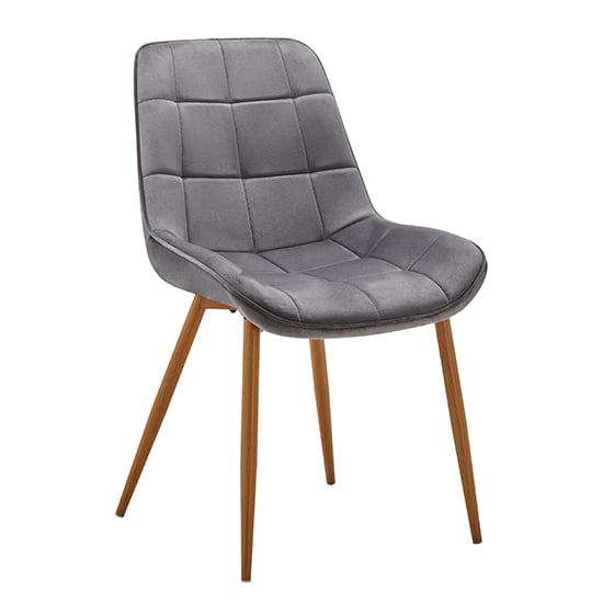 Prism Fabric Dining Chair In Grey With Oak Legs