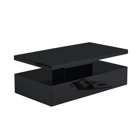 Quarry Glass Top High Gloss Coffee Table In Black With LED