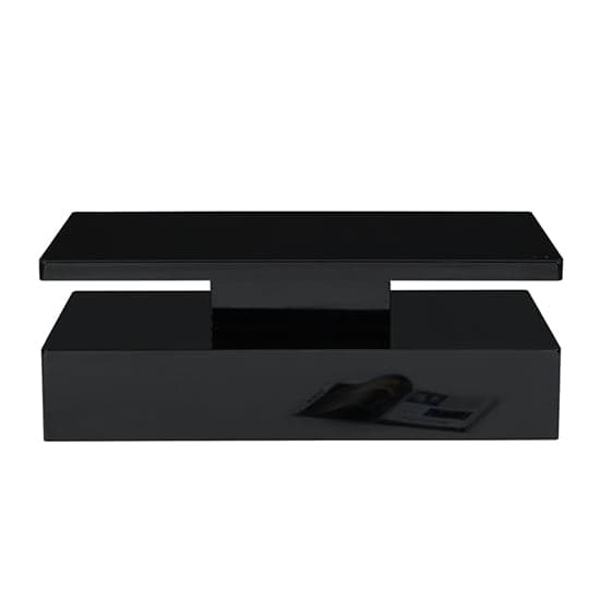 Quarry Glass Top High Gloss Coffee Table In Black With LED