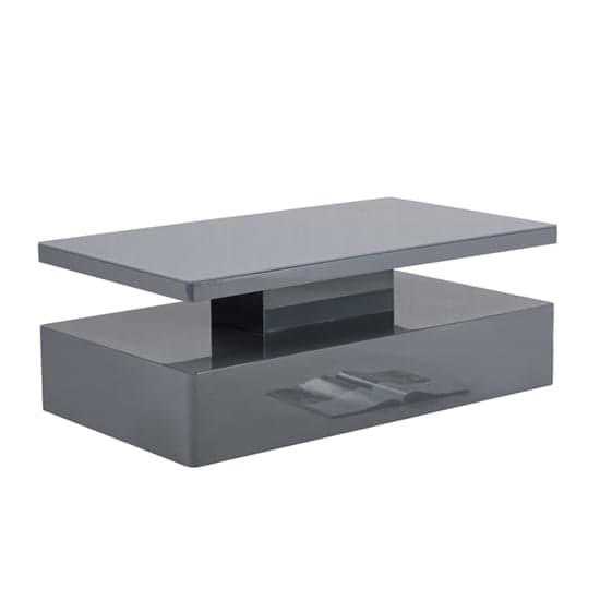 Quarry Glass Top High Gloss Coffee Table In Grey With LED