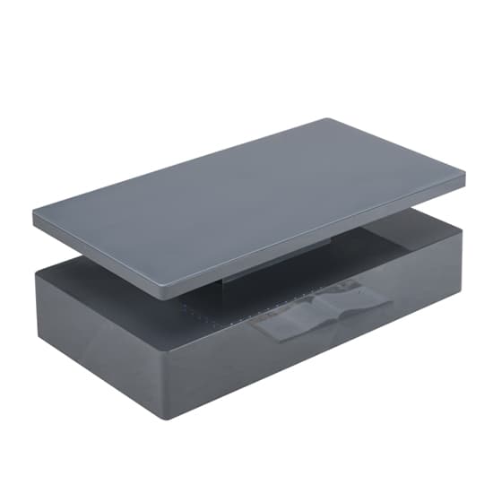 Quarry Glass Top High Gloss Coffee Table In Grey With LED