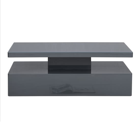 Quarry Glass Top High Gloss Coffee Table In Grey With LED