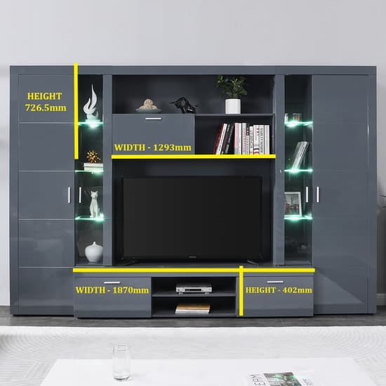 Ramona Entertainment Unit Grey With High Gloss Fronts And LED