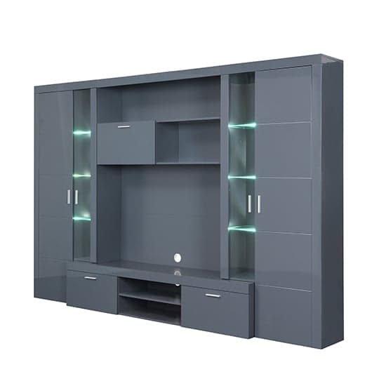 Ramona Entertainment Unit Grey With High Gloss Fronts And LED