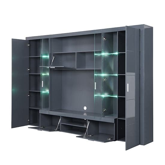 Ramona Entertainment Unit Grey With High Gloss Fronts And LED