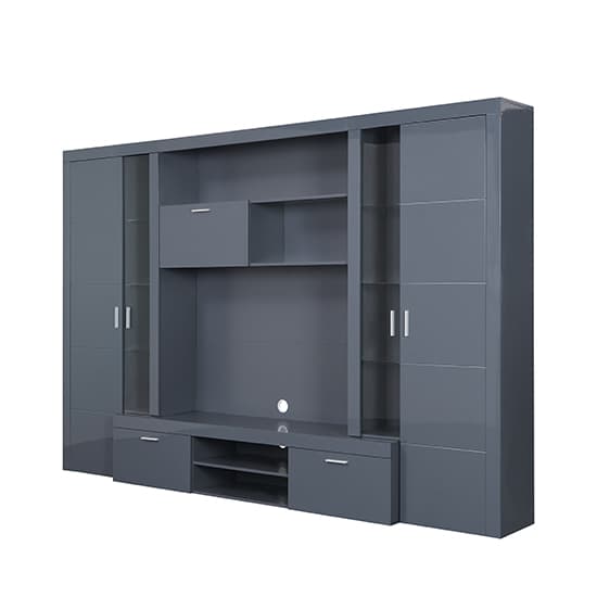 Ramona Entertainment Unit Grey With High Gloss Fronts And LED